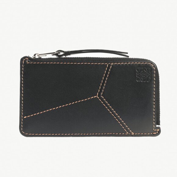 Loewe Puzzle Stitch Black Smooth Calf Leather L Coin Card Holder - Picture 1 of 10